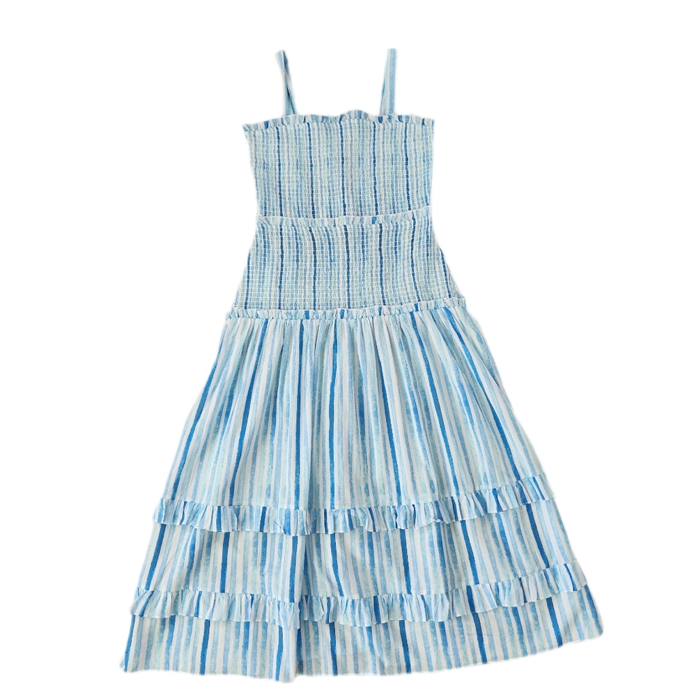Celina Moon Sleeveless Vertical Stripes Maxi Dress Blue & White Women's‎ Size XL